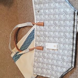 Tory Burch Canvas Basketweave Tote